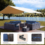 Kullavik 15 Pieces Outdoor Patio Furniture Set with 43" 55000BTU Gas Propane Fire Pit Table PE Wicker Rattan Sectional Sofa Patio Conversation Sets,Navy Blue