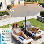 AreShark 7.5FT Patio Umbrella Table Market Umbrella with 6 Sturdy Ribs, Button Tilt/Crank Heavy-Duty Round Outdoor Umbrellas for Garden, Deck, Backyard,and Pool, Foggy Gray