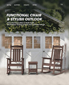 KINGYES HDPE Rocking Chairs Outdoor, Patio Rocking Chairs with 330lbs Support, Smooth Porch Rocker for Deck Lawn Yard, Coffee Brown