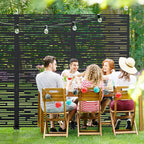 Casaphoria Metal Privacy Screen Outdoor, 72" H x 35" W Freestanding Decorative Privacy Screen for Patio Deck Balcony Garden with Stable Base, Black-Shine