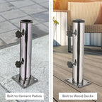 Pure Garden Deck Umbrella Base - Adjustable Inground Umbrella Stand for 1.25-2.2in Diameter Pole - Flagpole Holder or Patio Umbrella Stand (Silver)