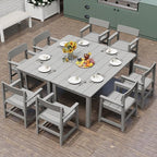 10-Piece HIPS Patio Dining Set for 8 Person Outdoor Dining Sets with Umbrella Hole Tables and Chairs Furniture Set All Weather Proof for Garden, Backyard, Poolside