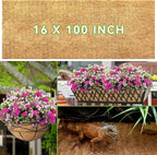 16x100 Inch Coconut Liner Roll for Planters Flower Basket Natural Coco Fiber Liners for Indoor & Outdoor Plants DIY Coir Fibre Mat Sheet for Animal Pet Pad Reptile Carpet Garden Decoration