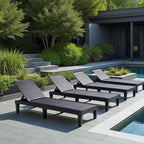 Nestl Patio Chairs - Black Chaise Lounge Chair Outdoor, 5-Position Adjustable Sun Tanning Chair, Waterproof Pool Lounge Chairs Set of 4, Reclining Lawn Chair, Lightweight Outdoor Lounge Chairs