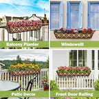 6pcs 30 Inch Window Deck with Coco Liner, 30" Window Boxes Horse Trough with Coconut Coir Liner, Metal Hanging Flower Planter Window Basket Deck Railing Planter Boxes for Outdoor Indoor Lawn