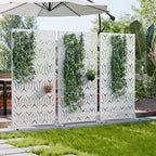 Casaphoria Metal Privacy Screen Outdoor, 72" H x 35" W Freestanding Decorative Privacy Screen for Patio Deck Balcony Garden with Stable Base, White-Star