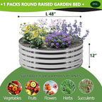 2PCS 4x4x1FT Galvanized Raised Garden Bed Kit,Vegetable Boxes-Round Metal Flower Box,Large Planter Raised Beds Outdoor Garden for Planting,Fruit,Herb-Silver