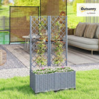 Outsunny Planter Box with Trellis, Self Watering Raised Garden Bed with Lockable Wheels, 56.3" Trellis Privacy Planter with Drainage Holes for Climbing Plants, Vines, Vegetables, Flowers, Gray