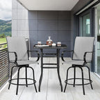 Yaheetech Patio Swivel Barstools Outdoor Chairs Set of 2, High Bistro Stools Outdoor Furniture, All-Weather Patio Stools for Outside, Beach, Lawn, Poolside and Garden, Black/Light Gray