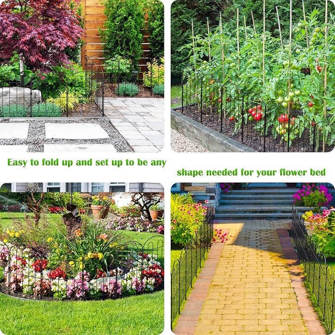 28 Pack Decorative Garden Fence Outdoor 24in x 30ft Coated Metal RustProof - Image 4