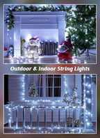 Brightown 4 Pack Solar Christmas Lights Outdoor, Total 184FT 480 LED Solar String Lights Outdoor Waterproof Green Wire with 8 Modes, Solar Fairy Light for Garden Yard Patio Party Decors, Cool White