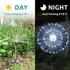 JJGoo Solar Firework Lights, 4 Pack 120 LEDs 2 Lighting Modes Solar Garden Lights Outdoor Waterproof for Yard Patio Walkway Pathway Party Wedding Christmas Decorative - White