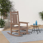 KINGYES HDPE Outdoor Rocking Chair Set of 4, All-Weather Poly Patio Rocking Chairs with 330lbs Support for Adults, Brown