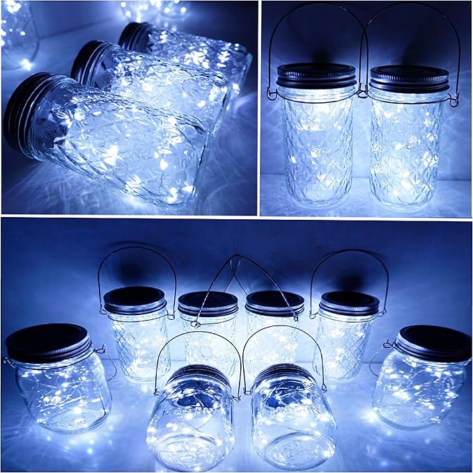 String Lights for Mason Jars, Cool White LED, Solar or Battery Powered
