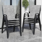 Patio Chairs Set of 8, Stackable Outdoor Dining Chairs for All Weather Textilene Fabric & Metal Frame, Outdoor Chairs Set for Backyard Deck Garden (Grey, Set of 8)