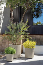 Veradek Demi Series Set of 3 Round Planters for Porch, Patio, Backyard | Durable Plastic-Concrete Material | Modern Décor for Tall Plants, Flower