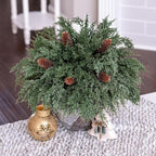 Cedar Stems Artificial Norfolk Pine Branches for Christmas Decor, 12 PCS Fake Pine Stems with 5 PCS Big Pine Cones Branches Realistic Fake Plants Faux Greenery for Vases DIY Garland Xmas Table Indoor