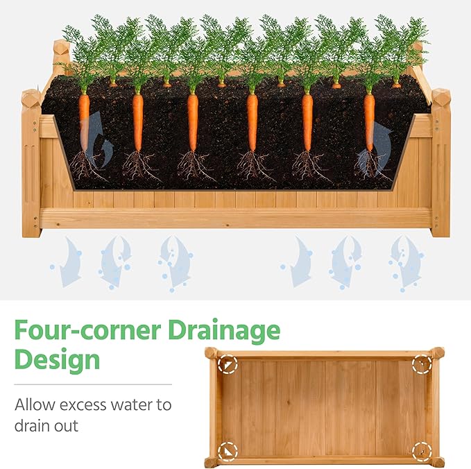 Yaheetech 46″ L × 23.5″ W × 16″ H Wooden Raised Garden Bed, Horticulture Wood Rectangular Garden Planter Outdoor, Raised Planter Box for Yard/Greenhouse/Vegetable/Flower/Herbs, Light Brown, 2pcs