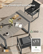 Outdoor Dining Set, HDPS + Aluminum Patio Table and Chairs Set with U-Shaped Base, 7 Piece Outdoor Furniture Set with Umbrella Hole, Patio Dining Table Set for Garden, Backyard (Gray)