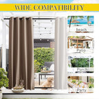 NICETOWN 2 Panels Blackout Patio Waterproof Outdoor Curtains, Thermal Insulated Top & Bottom Grommet & Back Tab Windproof Light Block Drapes Privacy for Pergola with Fixed Ropes, W46 x L80, Tan-Khaki