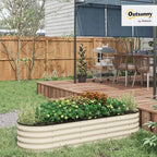 Outsunny 6.5' x 2' x 1.4' Galvanized Raised Garden Bed Kit, Outdoor Metal Elevated Planter Box with Safety Edging, Easy DIY Stock Tank for Growing Flowers, Herbs & Vegetables, Cream