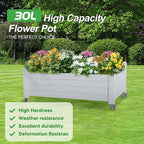 Raised Garden Bed with Wheels, 21 Gallon Self-Watering Outdoor Raised Planter Box with Drainage Plug & Gauge for Vegetables Flowers Herbs, Rustproof Resin for Backyard Patio Porch (Ashen)