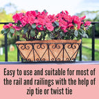 LaLaGreen Wal Planters - 4 Pack, 16 Inch Deck Railing Hanging Basket, Window Flower Boxes Outdoor Black Metal Plant Pot Holder Coco Liner Fence Planter Balcony Garden Patio Porch Farmhouse Boho Decor
