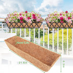 Y&M 2Pcs 24" Trough Coco Fiber Replacement Liner, Pre-Formed Window Deck Coco Liner, Natural Coconut Planter for Wall Hanging Basket, Window Box, Fence, Railing