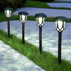 EXCMARK 10 Pack Solar Lights Outdoor Decorative, Solar Pathway Lights Outdoor, Solar Powered Garden Yard Lights for Walkway Sidewalk Driveway. (Black, Cool White)