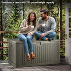 YITAHOME XXL 230 Gallon Large Deck Box,Outdoor Storage for Patio Furniture Cushions,Garden Tools with Flexible Divider,Waterproof,Lockable (Light Brown)
