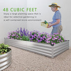 2PCS 12x4x1FT Galvanized Raised Garden Bed Kit,Vegetable Boxes-Rectangle Metal Flower Box,Large Planter Raised Beds Outdoor Garden for Planting,Fruit,Herb-Silver