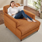Oversized Chaise Lounge Chair, Cloud Fluffy Chaise Sofa Recliner with Adjustable Backrest, Comfy Upholstered Sleeper Couch Bed, Modern Deep Seat Reading Armchair for Living Room, Movie Room, Bedroom
