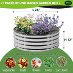 3PCS 2x2x1FT Galvanized Raised Garden Bed Kit,Vegetable Boxes-Round Metal Flower Box,Large Planter Raised Beds Outdoor Garden for Planting,Fruit,Herb-Silver