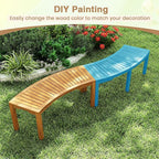 Tangkula Outdoor Curved Bench, Acacia Wood Fire Pit Bench w/Slatted Seat, Patio Backless 2-Person Seating for Porch, Yard, Garden, 800 LBS Max Load, Oil Painted (2, 45")