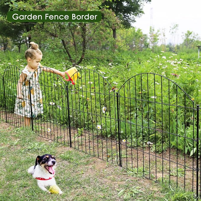 Metal Garden Fence 28in x 11.7ft, 5 Panels + 6 Stakes Rustproof Border Fence - Image 6