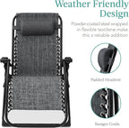 Best Choice Products Oversized Zero Gravity Chair, Folding Outdoor Patio Recliner, XL Anti Gravity Lounger w/Removable Cushion, Cup Holder, Side Tray, 350lb Capacity - Fossil Gray