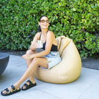 Big Joe Tuffet Weatherproof Bean Bag Chair, Natural Basket Weave, Breathable Weather Resistant Fabric, 2.5 feet Teardrop
