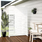 Casaphoria Metal Privacy Screen Outdoor, 72" H x 47" W Freestanding Decorative Privacy Screen for Patio Deck Balcony Garden with Stable Base, White-Shine
