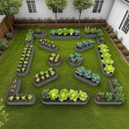A ANLEOLIFE Set of 14 18 Inch Tall Raised Garden Beds Kit, Heart-Shaped, Long Oval & Round Metal Planters – Ideal for Creative Garden Layouts, Quartz Grey