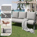 HOMREST Outdoor Couch Aluminum Patio Furniture Sofa, 3-Seat All-Weather Metal Outdoor Patio Furniture with Cushions, Grey