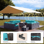 Kullavik 15 Pieces Outdoor Patio Furniture Set with 43" 55000BTU Gas Propane Fire Pit Table PE Wicker Rattan Sectional Sofa Patio Conversation Sets,Blue
