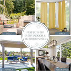 Elrene Home Fashions Matine Weatherproof Tab-Top Indoor/Outdoor Solid Color Curtain Panel for Porch, Pergola, Patio, Deck, 52”W x 95”L, Yellow