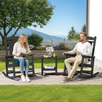 SERWALL HDPE Outdoor Rocking Chair Set of 2, Patio Rocking Chairs, All-Weather Porch Rockers for Adults, Black