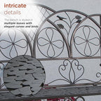 Alpine Corporation 45" Long Outdoor Metal Classic Bench with Stylish Patterns, Garden Furnitures - Brown
