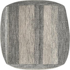SIMPLIHOME Clay Square Pouf - 18 inch Wide Upholstered Cotton Ottoman in Grey Melange, Boho Footstool, Decorative Cube Pouf or Extra Seating for Living Room, Bedroom, or Kids Room, Assembled