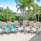 Vongrasig 6 Piece Patio Swivel Bar Chairs, All Weather Metal Textile High Swivel Bar Stools Chairs, Outdoor High Top Bistro Set for Backyard, Lawn Garden, Balcony, Taupe