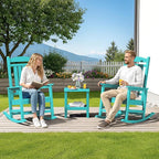 SERWALL HDPE Outdoor Rocking Chair Set of 2, Patio Rocking Chairs, All-Weather Porch Rockers for Adults, Aruba Blue
