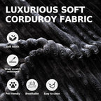 CHORRO67 Chaise Lounge Chair Indoor,Oversized Boneless Single Sleeeper Couch Bed,Corduroy Cloud Sofa with 3 Soft Pillows for Livingroom,Bedroom,No Assembly (Black)
