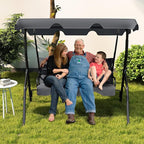 Tangkula 3 Person Porch Swing, Patio Swing with Removable Cushion & Powder-Coated Steel Frame, Outdoor Swing with Canopy for Porch, Backyard, Garden, Balcony (Gray)