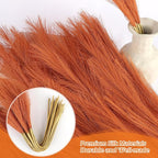 Artificial Pampas Grass Stems, Orange Silk, 30 Pcs